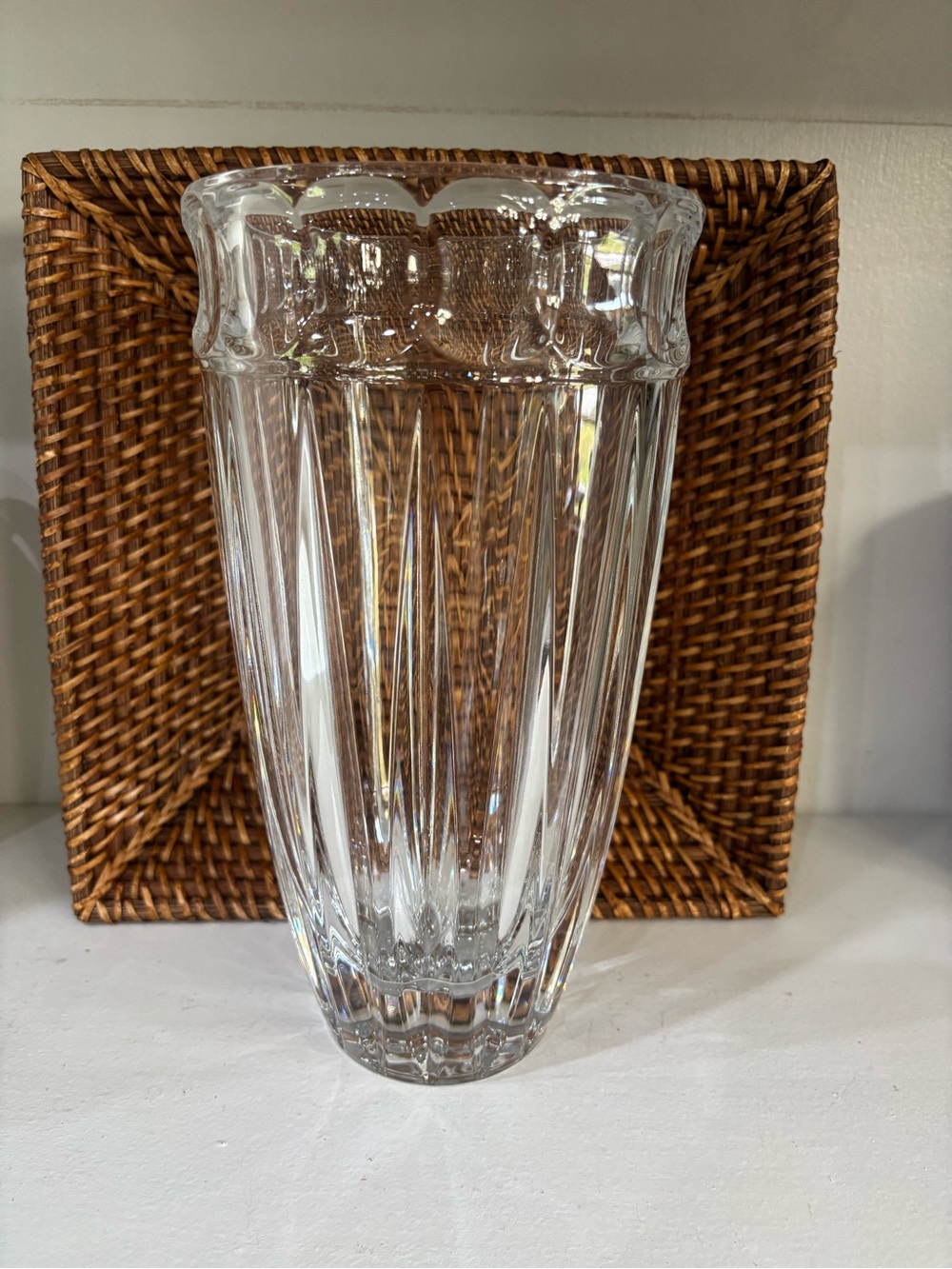 Vintage Lenox Woodward Crystal glass vase 11 inches tall. Discontinued pattern